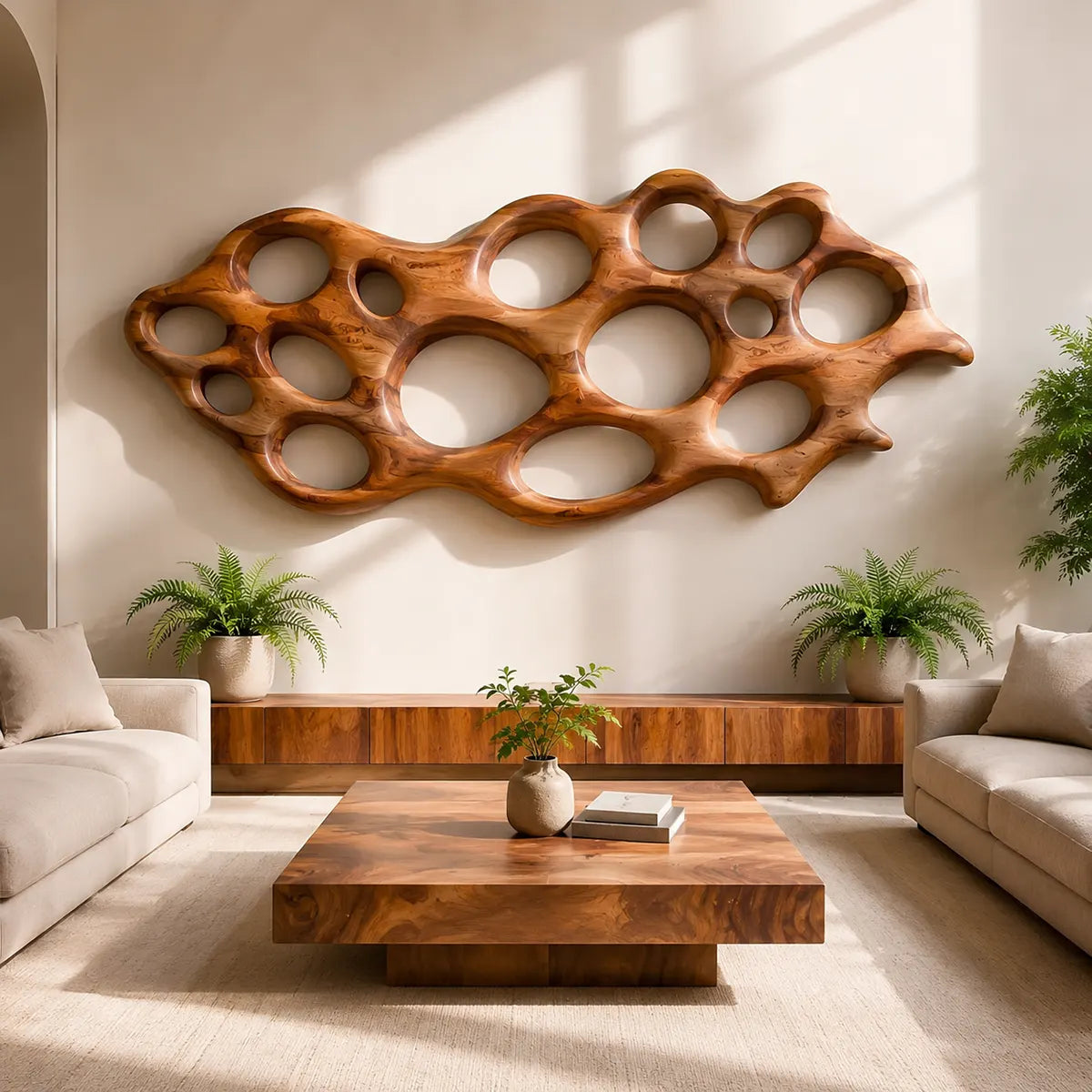Abstract Organic Wood Wall Art | Modern Sculptural Wooden Wall Decor for Living Room, Entryway & Office TT006-7367