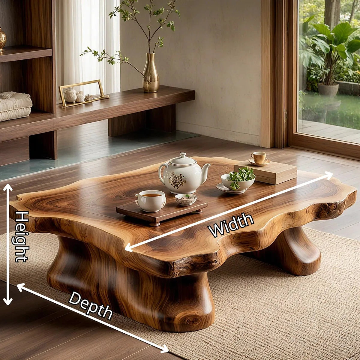 Handcrafted Solid Wood Live Edge Coffee Table with Curved Legs TT006-6953