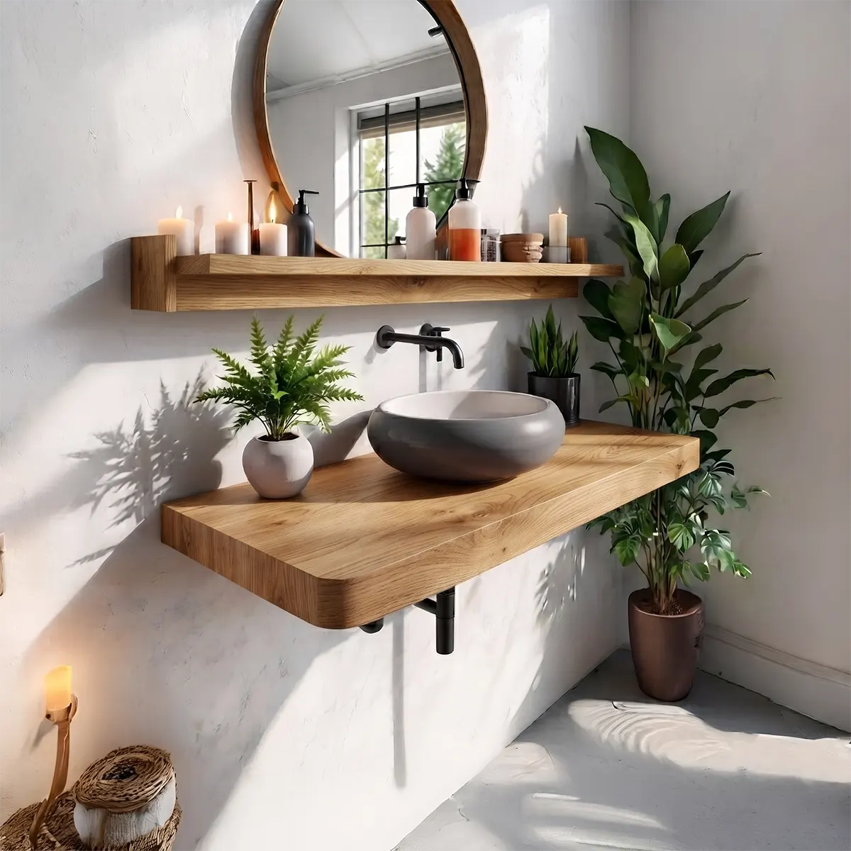 Modern Floating Bathroom Vanity with Clean Edge | Wall Mounted Vanity Top TT006-5KFT7WX