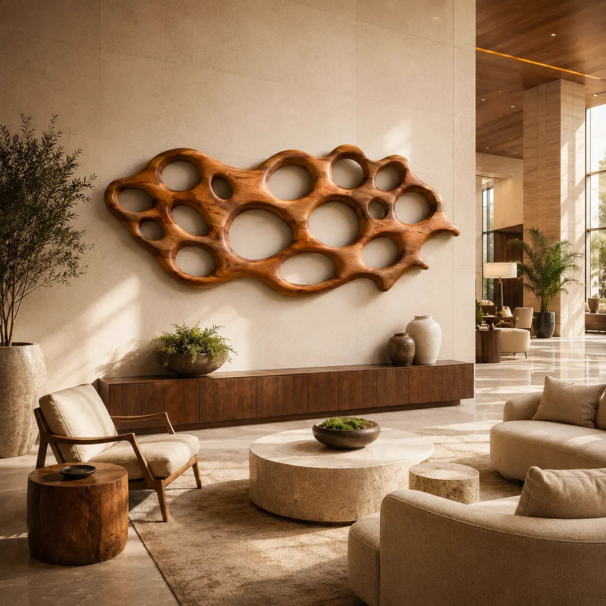 Abstract Organic Wood Wall Art | Modern Sculptural Wooden Wall Decor for Living Room, Entryway & Office TT006-7367