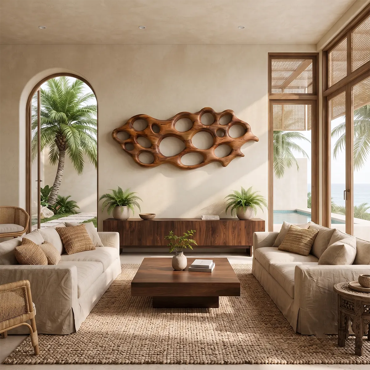 Abstract Organic Wood Wall Art | Modern Sculptural Wooden Wall Decor for Living Room, Entryway & Office TT006-7367