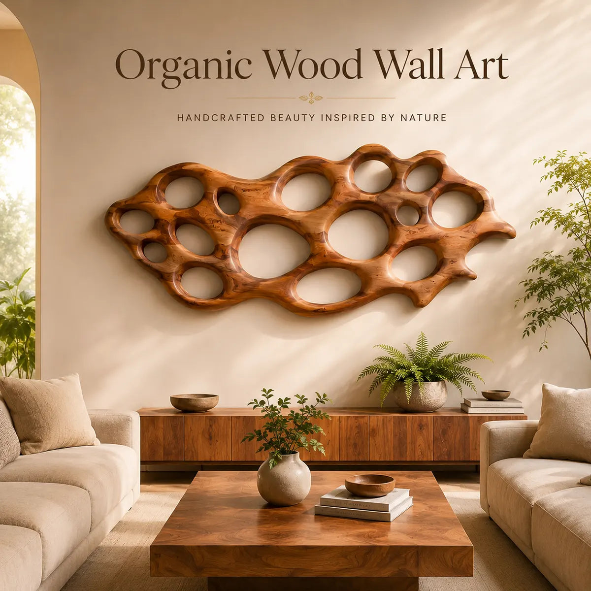 Abstract Organic Wood Wall Art | Modern Sculptural Wooden Wall Decor for Living Room, Entryway & Office TT006-7367