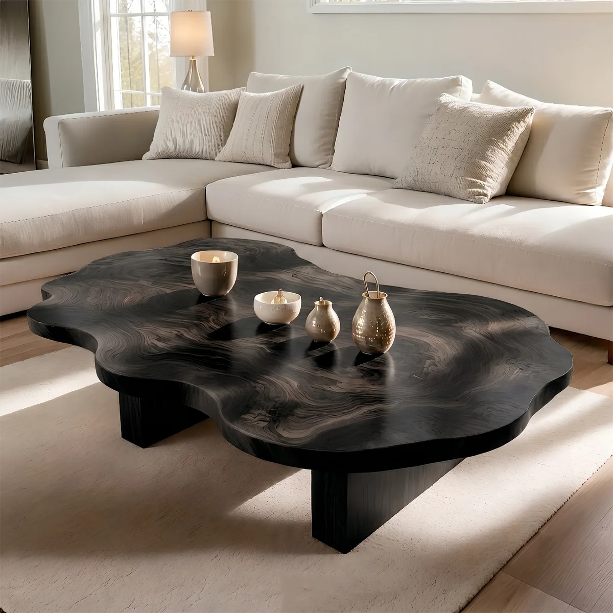 Handcrafted Solid Wood Live Edge Coffee Table with Organic Top TT006-9443