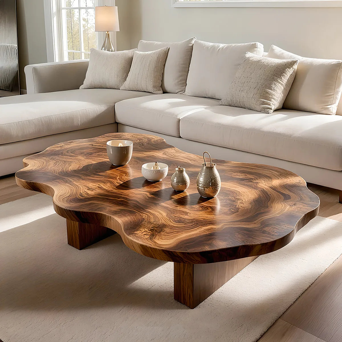 Handcrafted Solid Wood Live Edge Coffee Table with Organic Top TT006-9443