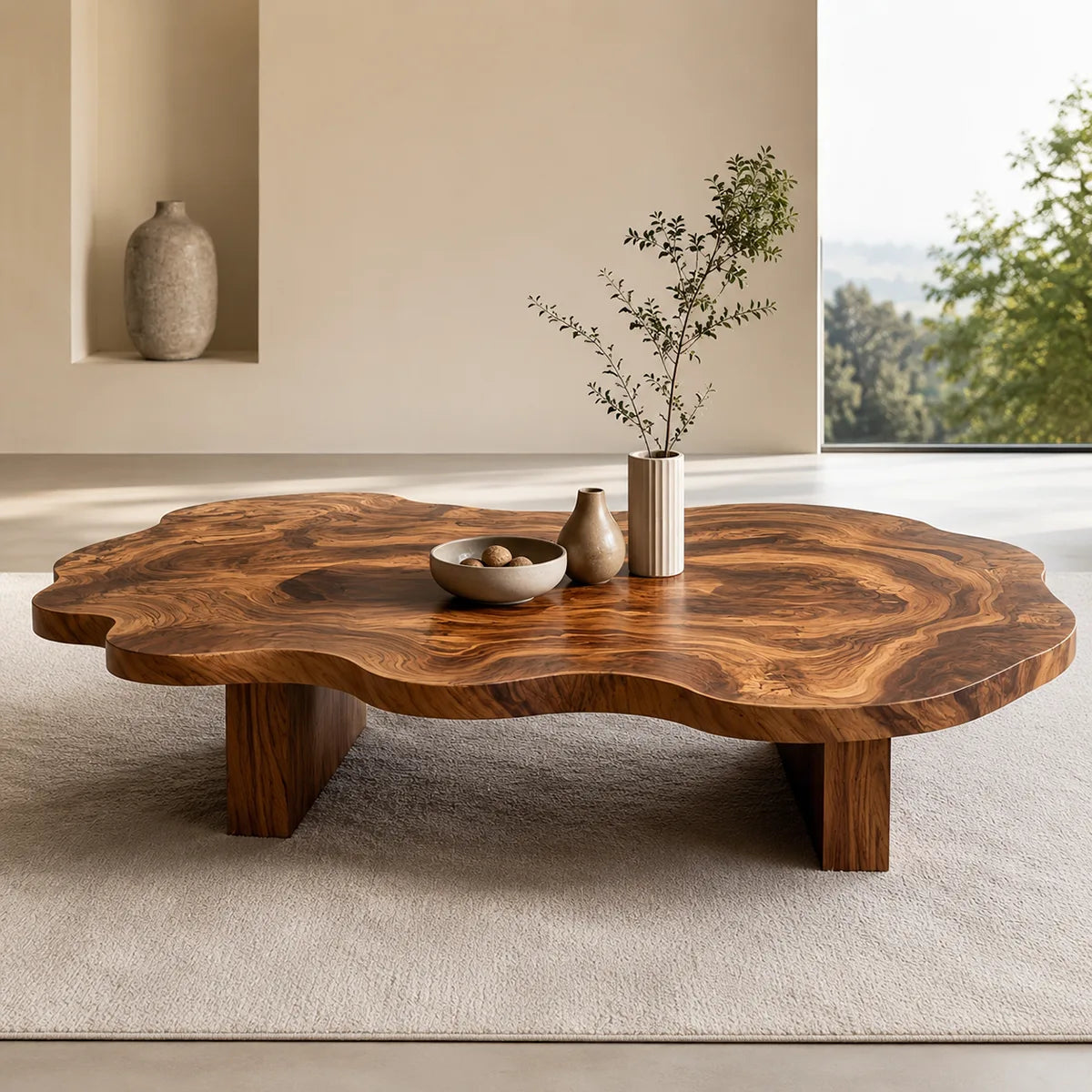 Handcrafted Solid Wood Live Edge Coffee Table with Organic Top TT006-9443