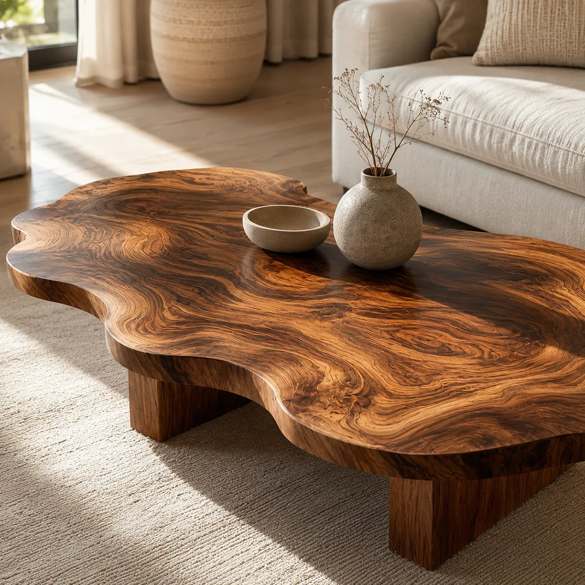Handcrafted Solid Wood Live Edge Coffee Table with Organic Top TT006-9443