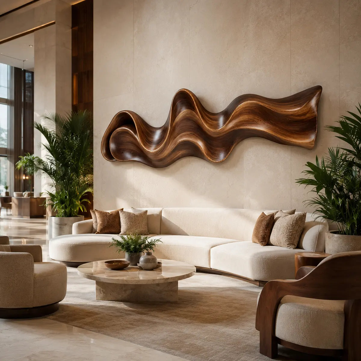 Abstract Wave Wood Wall Art | Organic Sculptural Wooden Wall Decor for Modern Living Room, Bedroom & Office TT006-6514