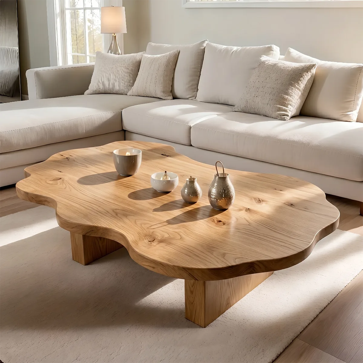 Handcrafted Solid Wood Live Edge Coffee Table with Organic Top TT006-9443