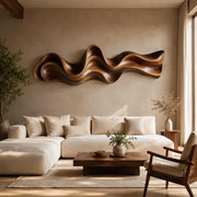 Abstract Wave Wood Wall Art | Organic Sculptural Wooden Wall Decor for Modern Living Room, Bedroom & Office TT006-6514