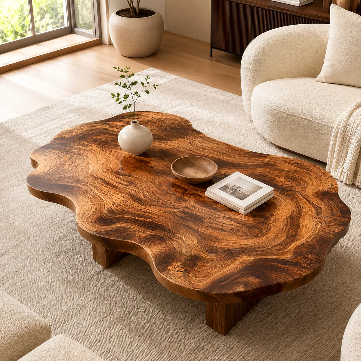 Handcrafted Solid Wood Live Edge Coffee Table with Organic Top TT006-9443