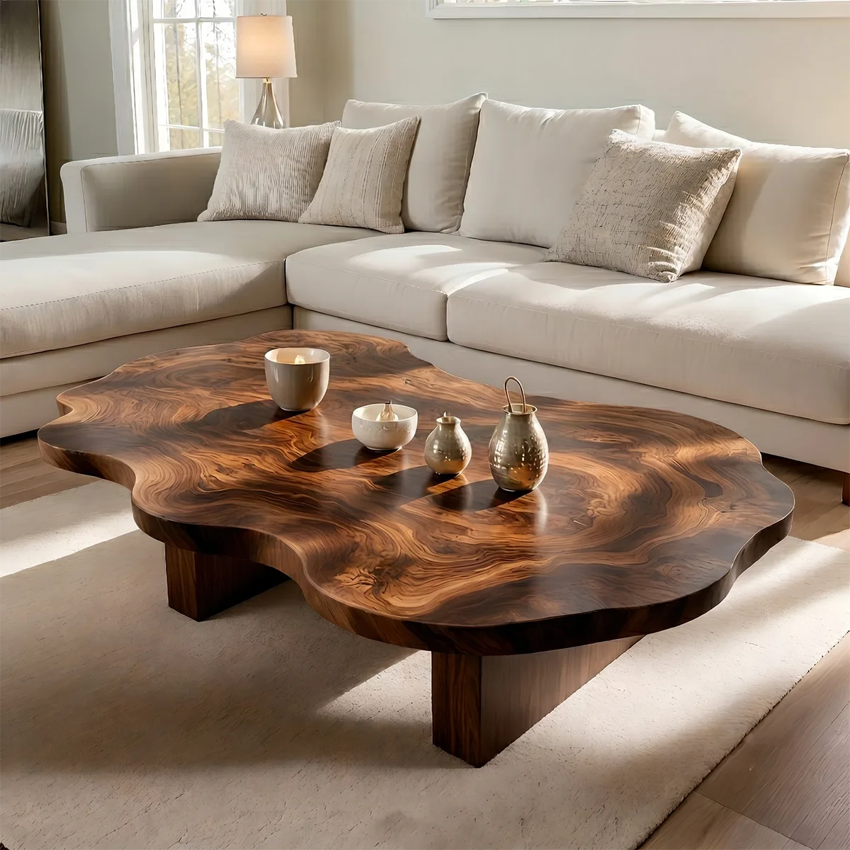 Handcrafted Solid Wood Live Edge Coffee Table with Organic Top TT006-9443