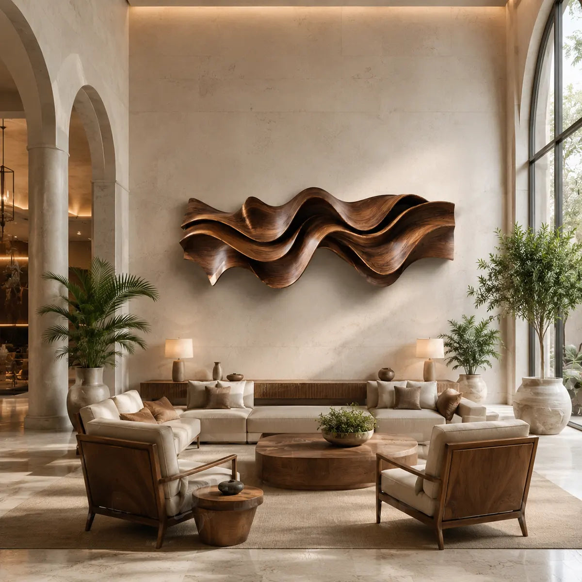 Abstract Wave Wood Wall Art | Large 3D Sculptural Wooden Wall Decor for Modern Living Room, Bedroom & Entryway TT006-8014