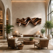 Abstract Wave Wood Wall Art | Large 3D Sculptural Wooden Wall Decor for Modern Living Room, Bedroom & Entryway TT006-8014