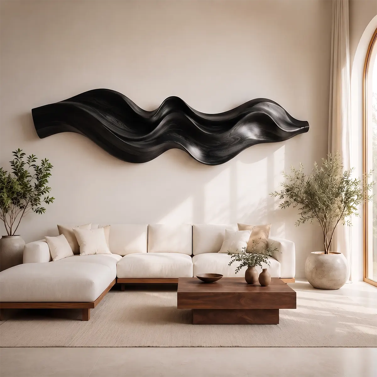 Abstract Wave Wood Wall Art | Modern Organic Sculptural Wooden Wall Decor for Modern Living Room, Bedroom & Office TT006-2793