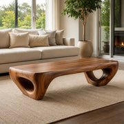 Handcrafted Solid Wood Coffee Table with Sculptural Ring Legs TT006-3444