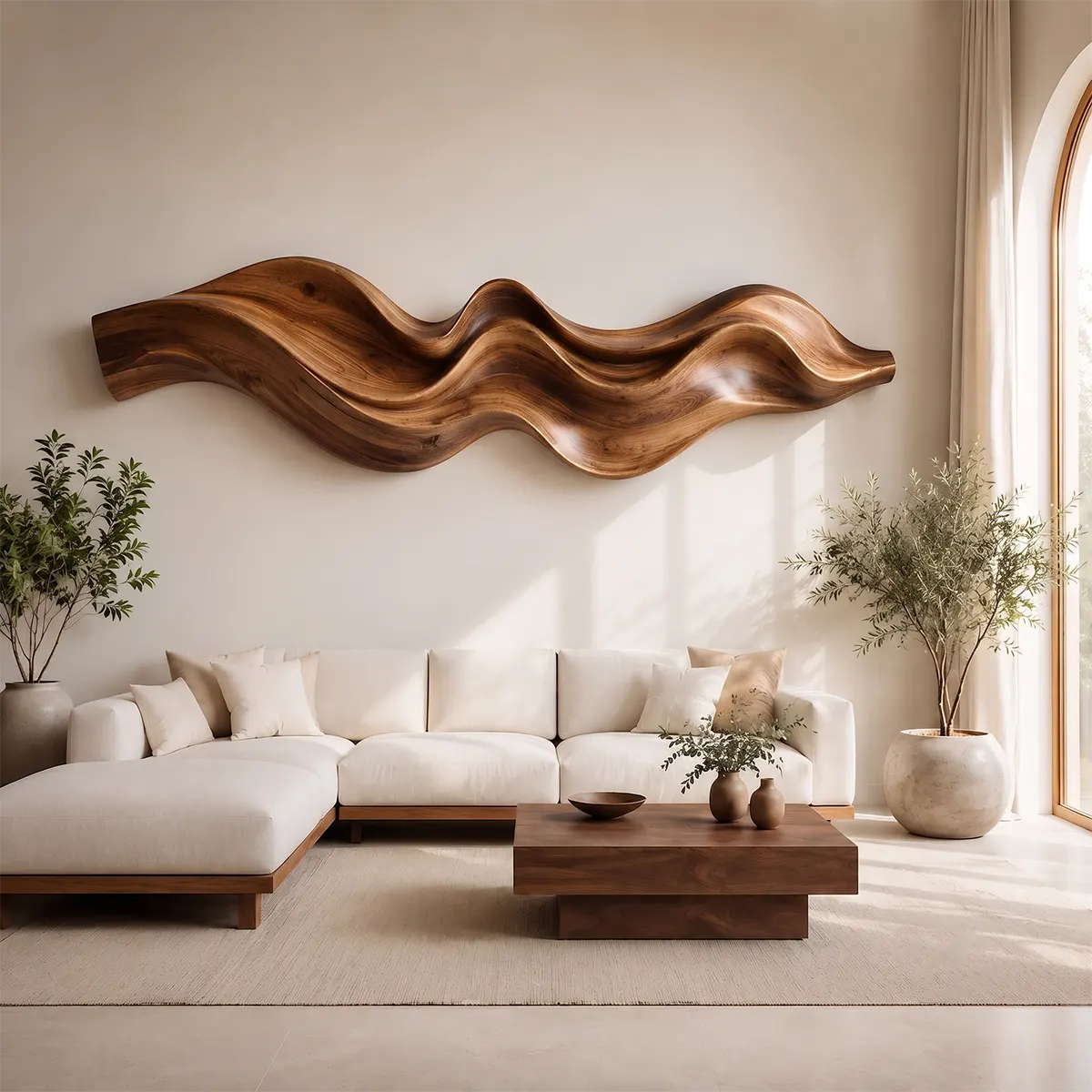 Abstract Wave Wood Wall Art | Modern Organic Sculptural Wooden Wall Decor for Modern Living Room, Bedroom & Office TT006-2793