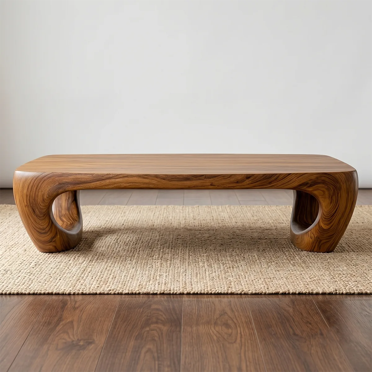 Handcrafted Solid Wood Coffee Table with Sculptural Ring Legs TT006-3444