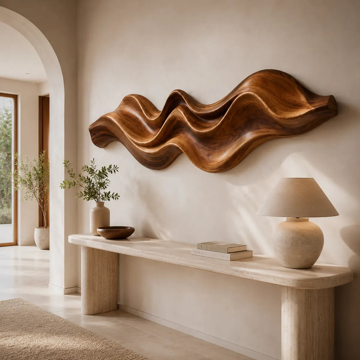 Abstract Wave Wood Wall Art | Modern Organic Sculptural Wooden Wall Decor for Modern Living Room, Bedroom & Office TT006-2793