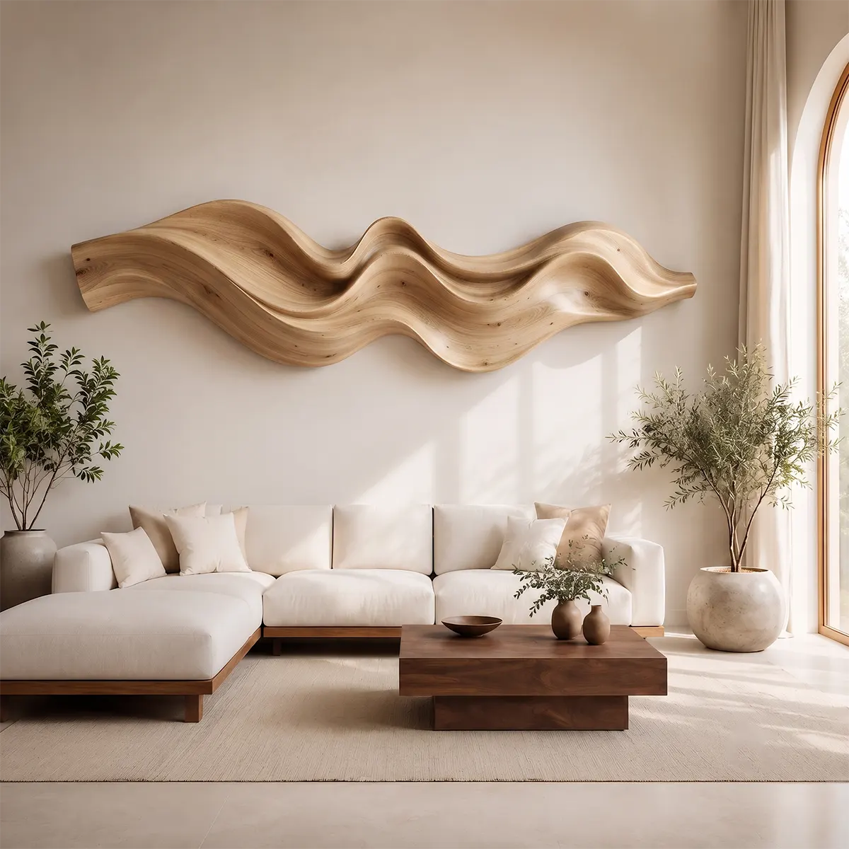 Abstract Wave Wood Wall Art | Modern Organic Sculptural Wooden Wall Decor for Modern Living Room, Bedroom & Office TT006-2793