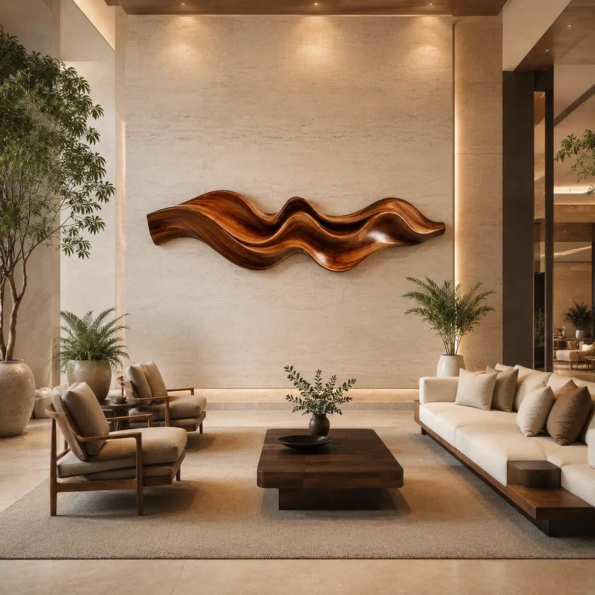 Abstract Wave Wood Wall Art | Modern Organic Sculptural Wooden Wall Decor for Modern Living Room, Bedroom & Office TT006-2793
