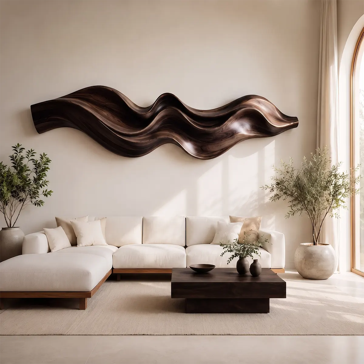 Abstract Wave Wood Wall Art | Modern Organic Sculptural Wooden Wall Decor for Modern Living Room, Bedroom & Office TT006-2793
