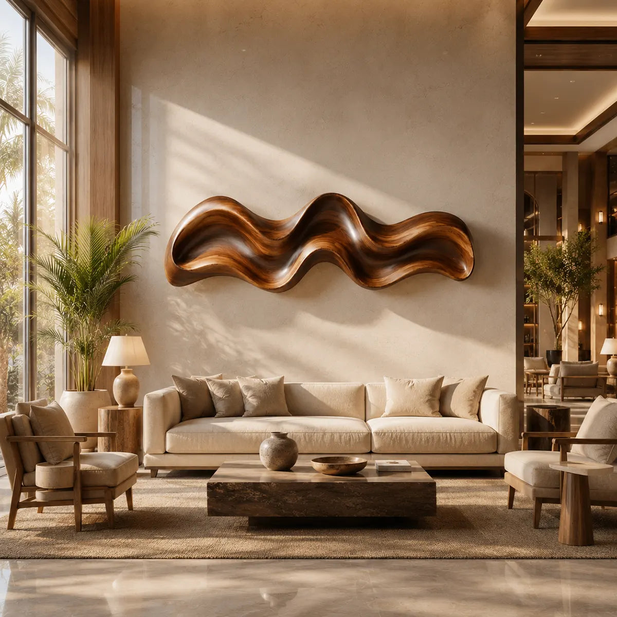 Abstract Wave Wood Wall Art | Modern Organic Sculptural Wooden Wall Decor for Living Room, Bedroom & Modern Interiors TT006-2432