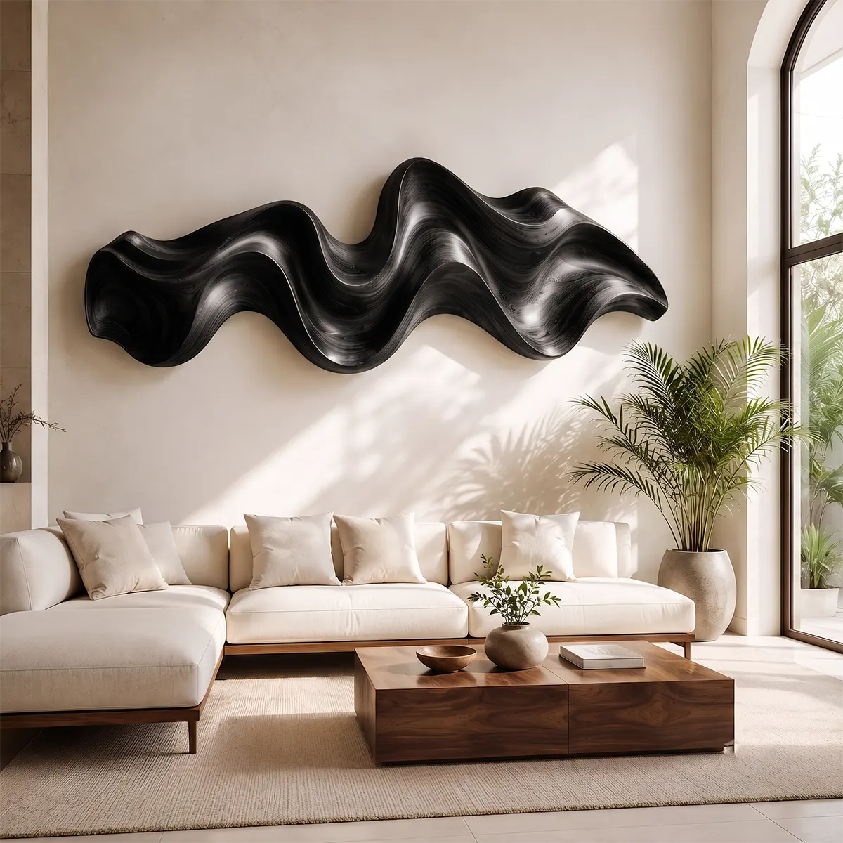 Abstract Wave Wood Wall Art | Modern 3D Organic Wooden Wall Decor for Living Room, Bedroom & Modern Interiors TT006-4197