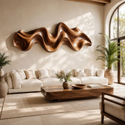 Abstract Wave Wood Wall Art | Modern 3D Organic Wooden Wall Decor for Living Room, Bedroom & Modern Interiors TT006-4197