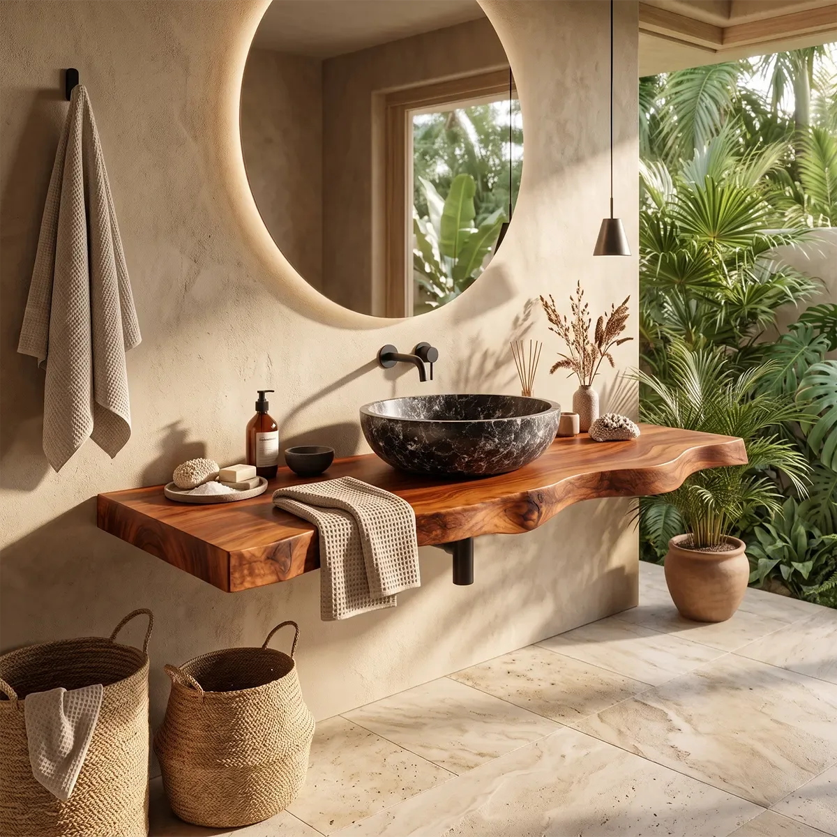 Organic Live Edge Floating Bathroom Vanity | Wall Mounted Vanity Countertop TT006-1ILY3CH