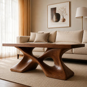 Handcrafted Solid Wood Coffee Table with Sculptural X-Base TT006-4305