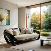 Luxury Organic Modern Curved Solid Wood Sofa with Sculptural Frame