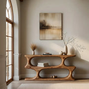 Two-Tier Solid Wood Console Table | Organic Sculptural Design HL020-9527