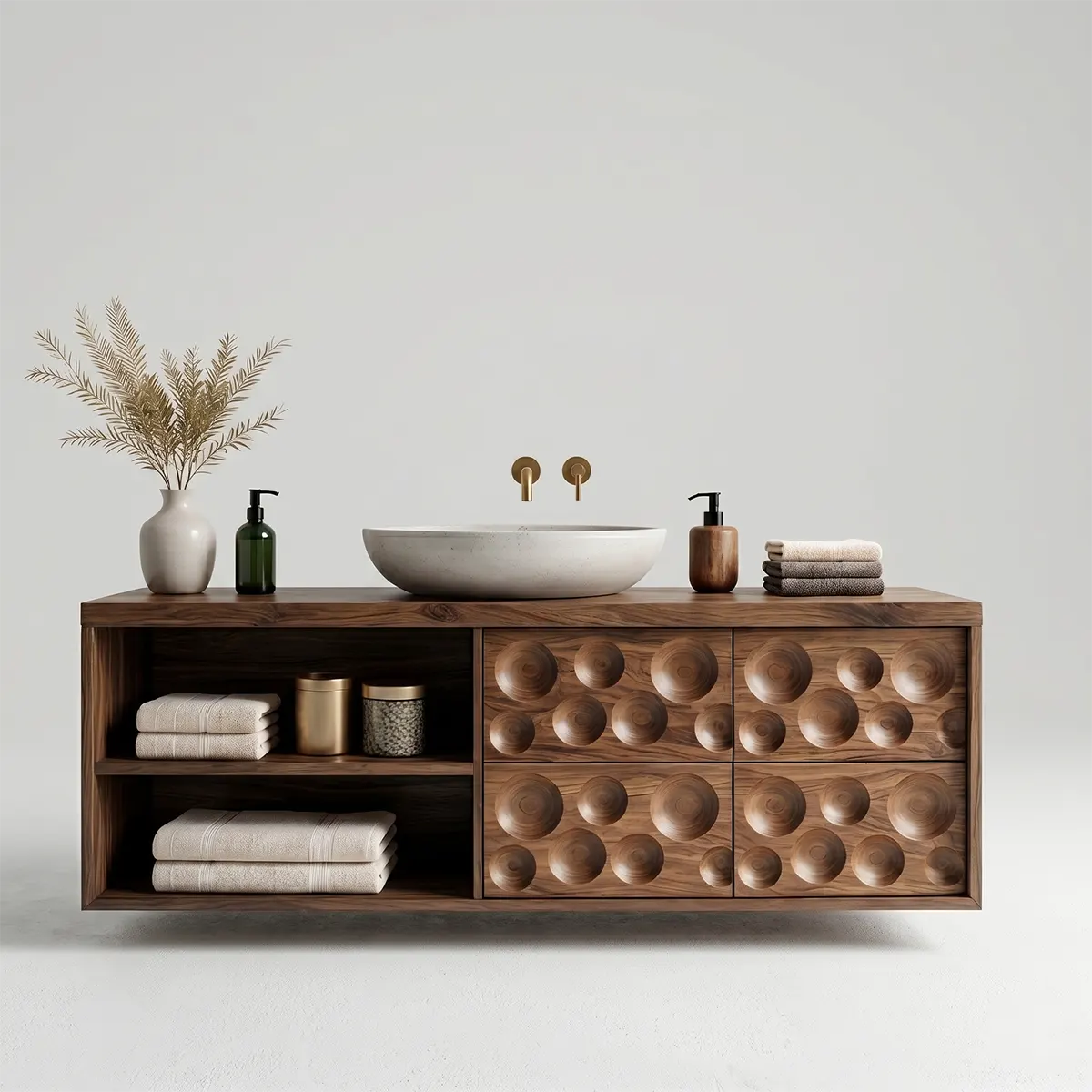 Circular Carved Floating Bathroom Vanity Cabinet TT006-5459