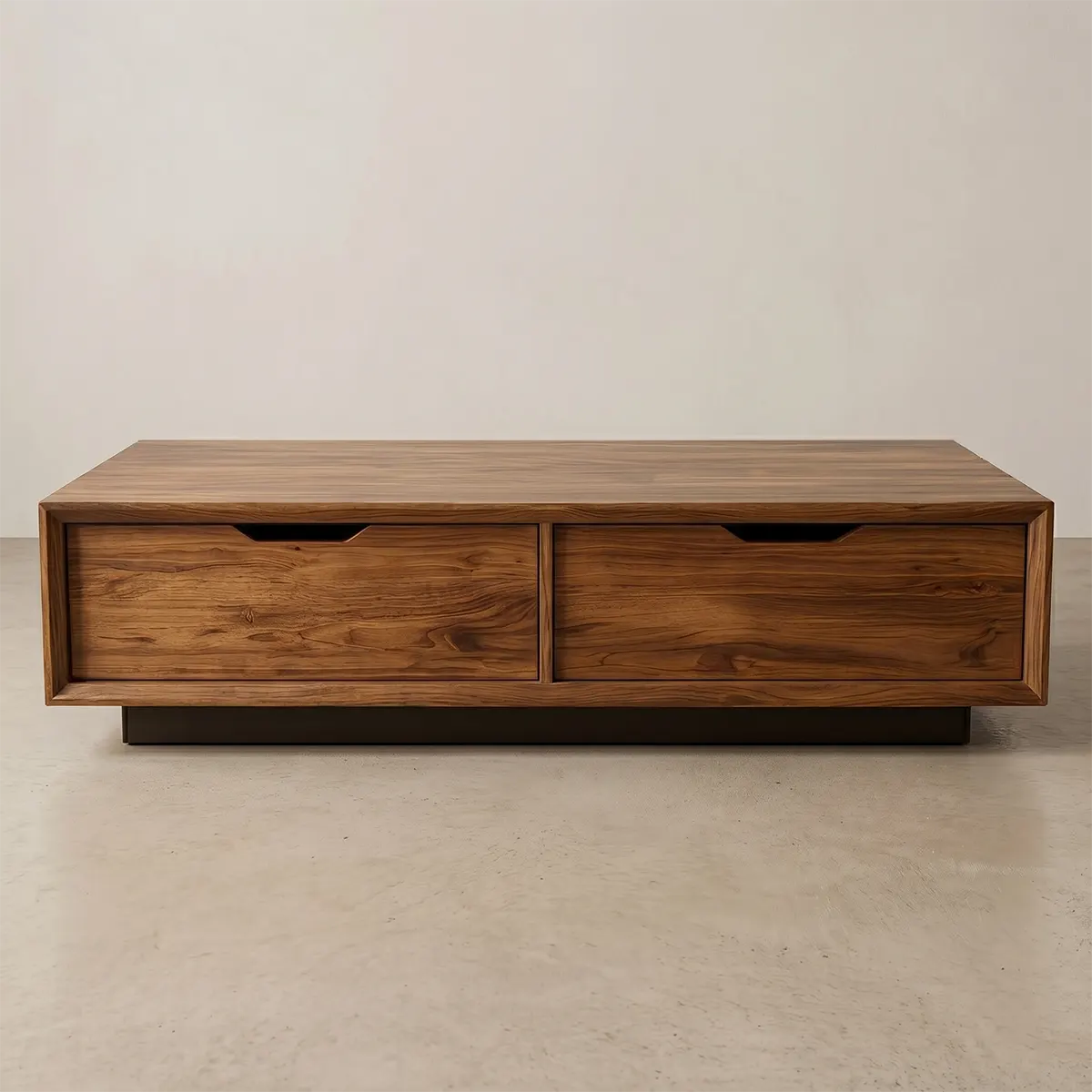 Modern Solid Wood Coffee Table with Large Dual Storage Drawers