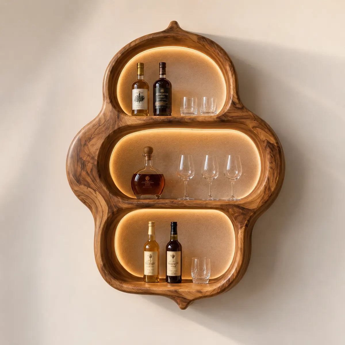 Organic Solid Wood Wall Wine Holder for Home Bars & Whiskey Lovers TT006-2134