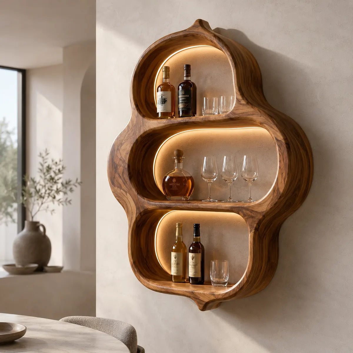 Organic Solid Wood Wall Wine Holder for Home Bars & Whiskey Lovers TT006-2134