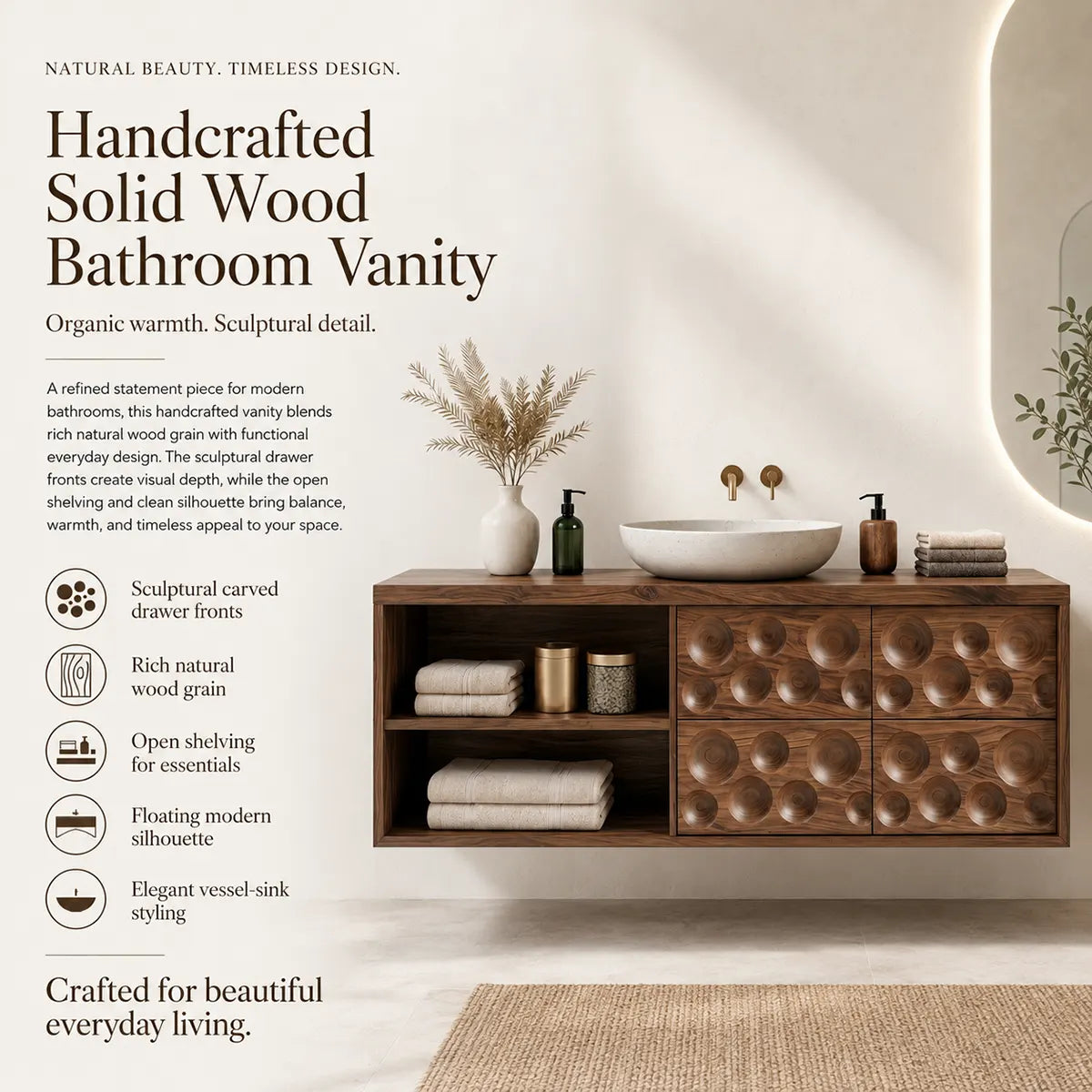 Circular Carved Floating Bathroom Vanity Cabinet TT006-5459