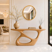 Organic Shape Solid Wood Console Table – Modern Luxury Entryway Table