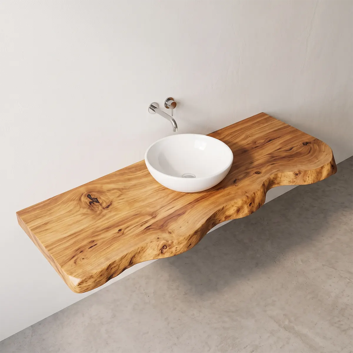 Organic Live Edge Floating Bathroom Vanity | Thick Wall Mounted Vanity Countertop TT006-7OXZ7NF