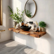 Organic Edge Floating Bathroom Vanity | Thick Wall Mounted Vanity Countertop TT006-5GES4EE