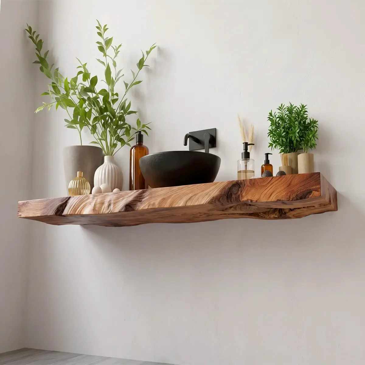 Organic Edge Floating Bathroom Vanity | Thick Wall Mounted Vanity Countertop TT006-5GES4EE