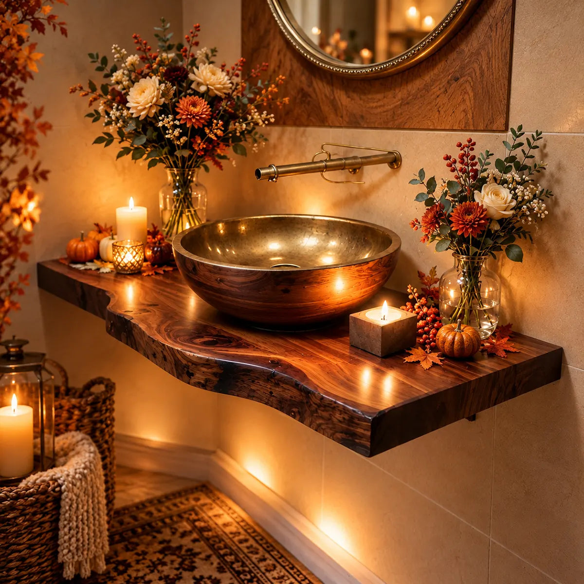 Sculptural Live Edge Floating Bathroom Vanity | Wall Mounted Vanity Countertop TT006-5RTU4WB