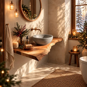 Asymmetrical Live Edge Floating Bathroom Vanity | Wall Mounted Vanity Countertop TT006-8BAA3EK