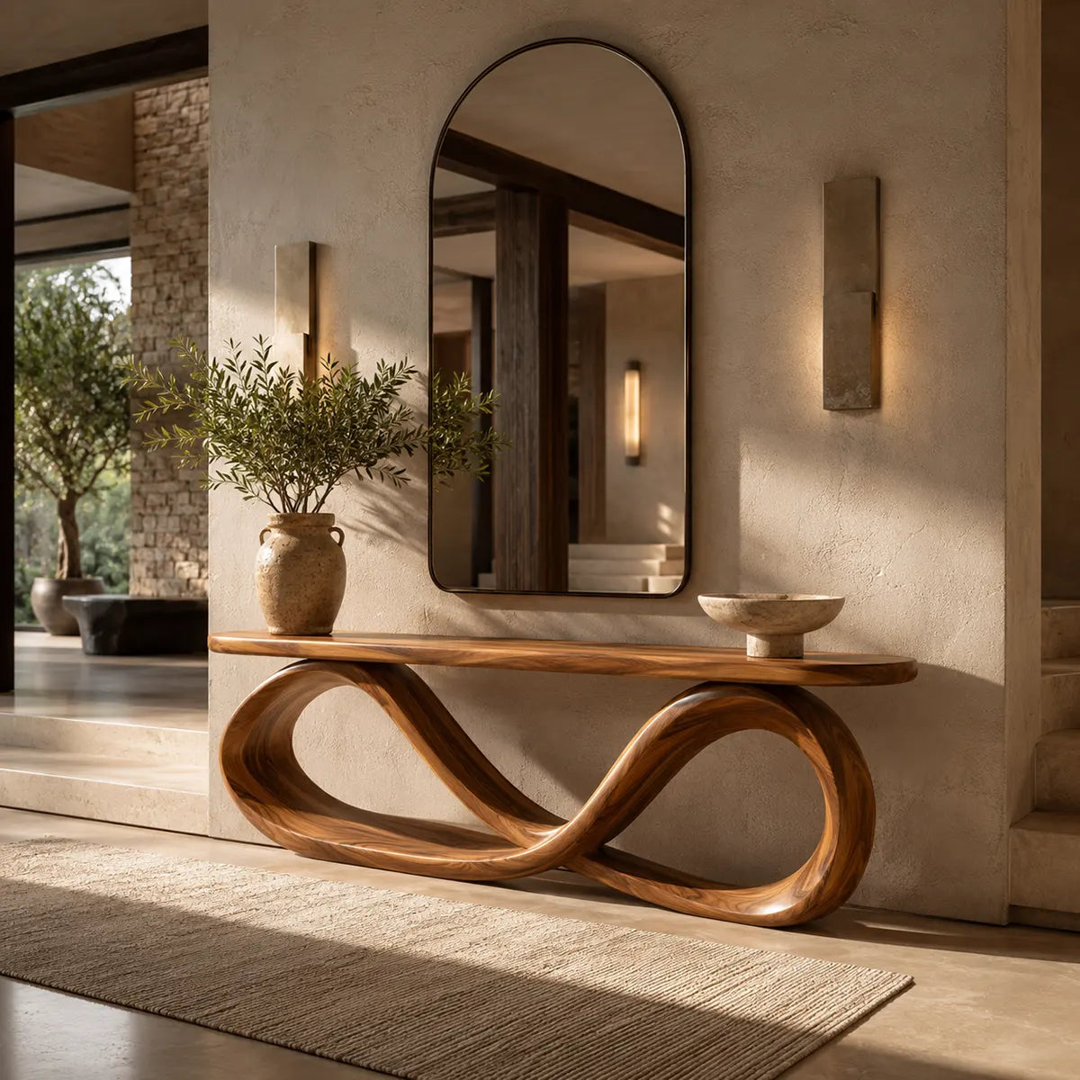 Modern Infinity Sculptural Console Table – Contemporary Entryway Table TT006-7806