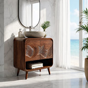 Wave Carved Bathroom Vanity with Open Shelf Storage TT006-1605