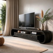 Modern Solid Wood Sculptural Loop TV Stand with Drawers