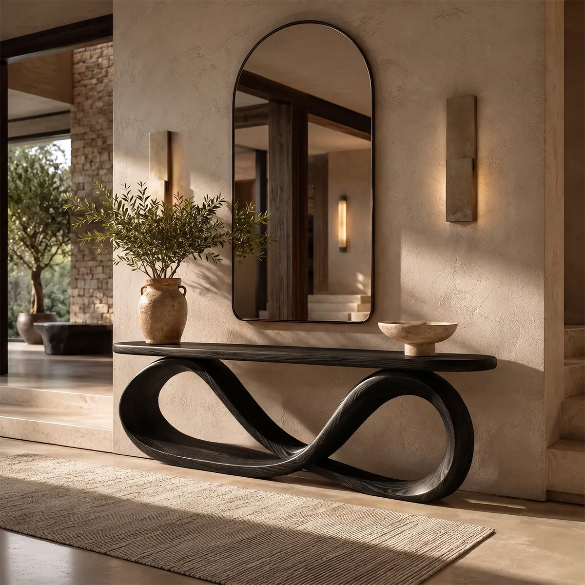 Modern Infinity Sculptural Console Table – Contemporary Entryway Table TT006-7806