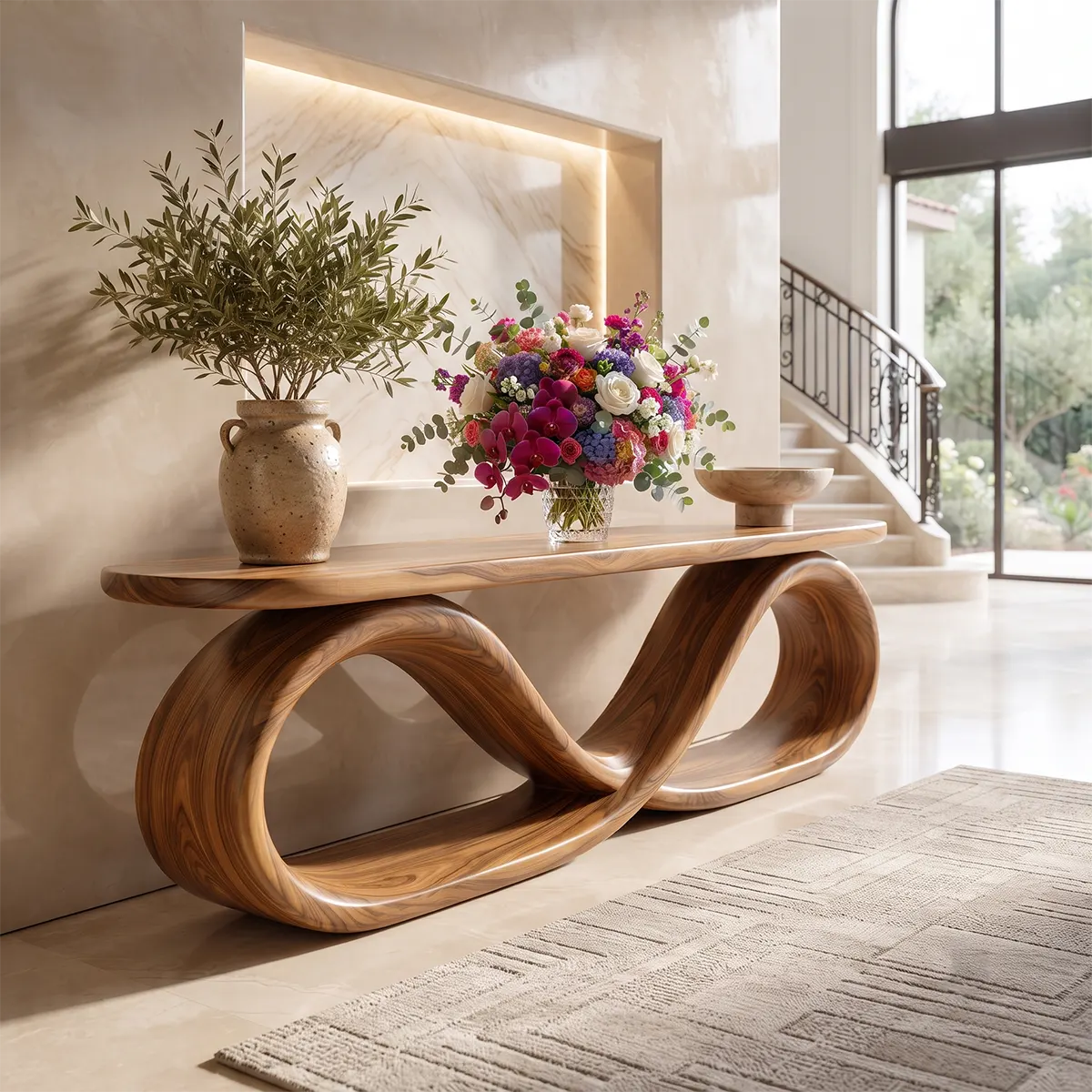 Modern Infinity Sculptural Console Table – Contemporary Entryway Table TT006-7806