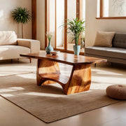 Handcrafted Solid Wood Coffee Table – Modern Rustic Sculptural Center Table