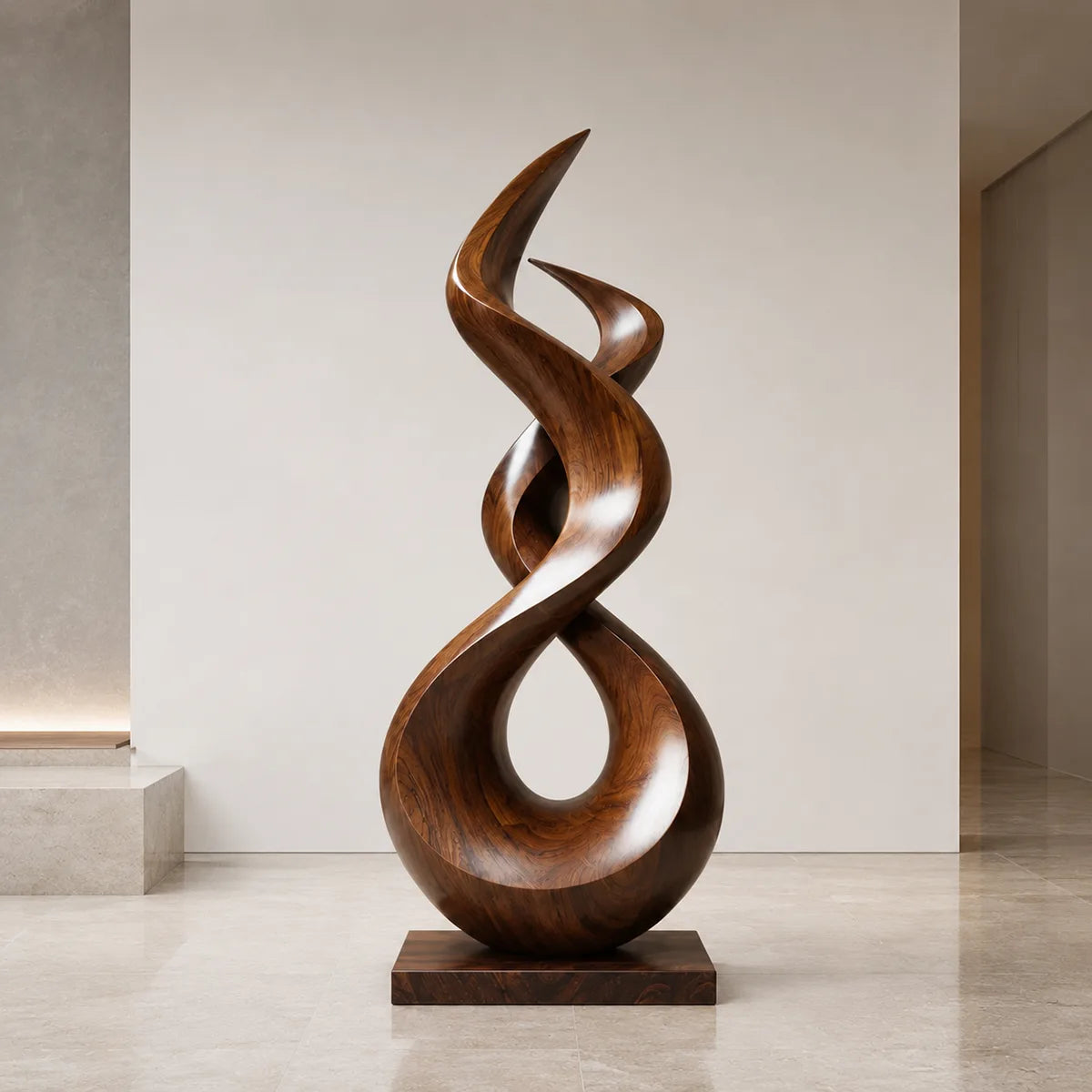 Handcrafted Solid Wood Abstract Floor Sculpture – Sculptural Organic Statement Art TT006-9830